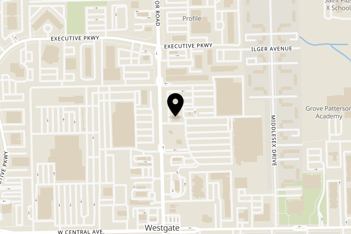 Map showing the location of El Vaquero El Vaquero Secor Rd (419) 536-0471 on 3302 Secor Rd in Toledo